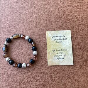 Tiger Eye and Crystal Glass Bead Bracelet